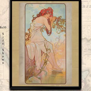 Printable Art Nouveau Mucha Summer, The Seasons Series (1896) Vintage Poster &#39;bohemian&#39; wall art digital download