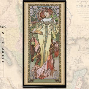 Printable Art Nouveau Mucha Autumn, The Seasons Series (1900) Vintage Poster &#39;bohemian&#39; wall art digital download