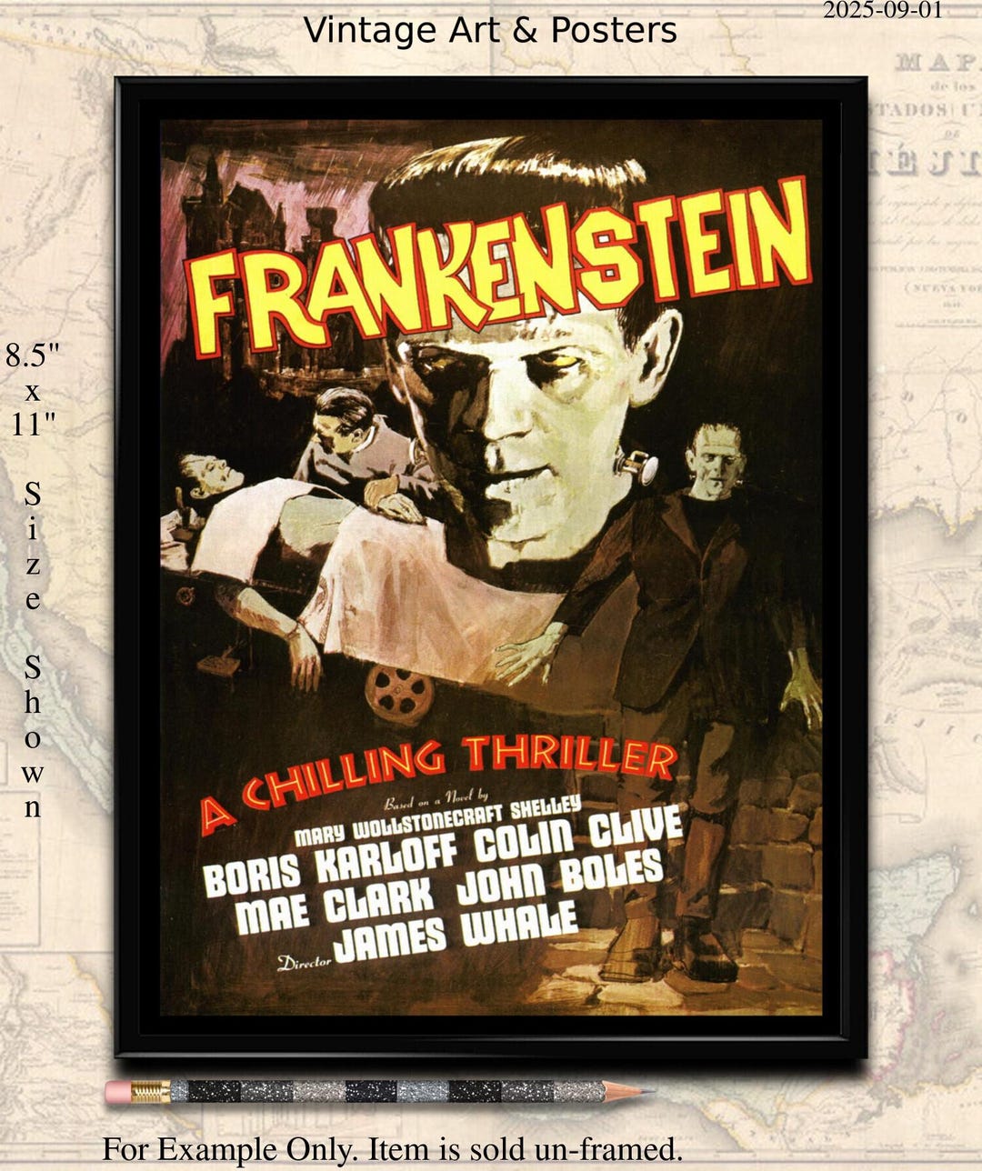 Frankenstein Movie Poster: 1930s Horror Film Art Print (digital ...