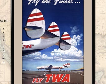 TWA トランスワールド航空 旅行ポスター ロッキード L-1011