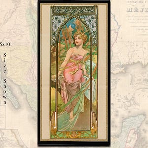 Printable Art Nouveau Mucha Morning Awakening Times of the Day Series Vintage Poster &#39;bohemian&#39; wall art digital download