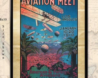 Vintage Print: 1910 Los Angeles Aviation Meet Poster (Digital Download)