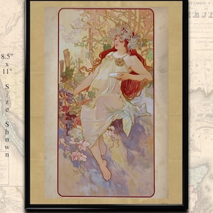 Printable Art Nouveau Mucha Autumn, The Seasons Series (1896) Vintage Poster &#39;bohemian&#39; wall art digital download