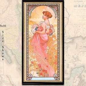 Printable Art Nouveau Mucha Summer, The Seasons Series (1900) Vintage Poster &#39;bohemian&#39; wall art digital download