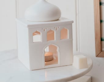 Ramadan Decor Mosque Lantern 3 in 1 - Tealight / Incense Cone / Wax Melt | Eid Mubarak Moon and Star Home Decor Gift | Arabic Gifts