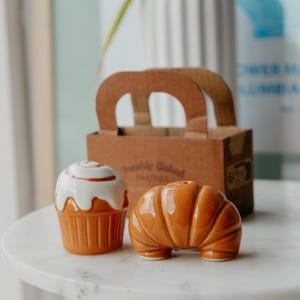 Bakery Pastry Salt and Pepper Shakers | Croissant Home Decor | Unique Gift for Coffee Lover | Cute Cafe Home Decor | Gifts for Cafe Lovers