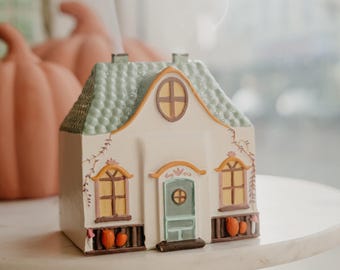 Queimador de incenso estilo casa de campo com decoração campestre | Queimador de incenso estilo cabana folclórica | Queimador de incenso estilo casa de fadas com decoração campestre