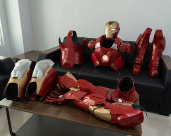 Red Gold Futuristic Armor Cosplay Suit | Superhero Exosuit Costume, Movie Style Outfit