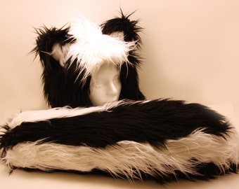 Adorable Super Fluffy Black and White Skunk TAIL ONLY - Kawaii - Burning Man - Halloween - Cosplay - Furry - Burlesque