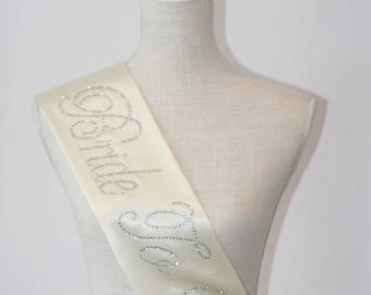 Bride To Be- Bachelorette Party Sash - IVORY CREAM - Bridal Shower Gift