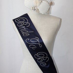 Nautical Bride To Be Bachelorette Sash Nautical Wedding Sash Navy Blue image 2