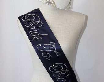 Nautical Bride To Be- Bachelorette Sash -Nautical Wedding Sash - Navy Blue