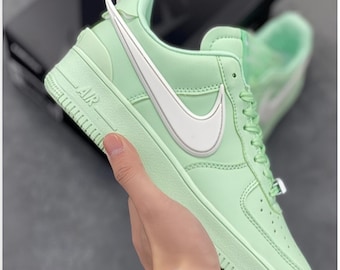 Zapatillas Air Force 1 personalizadas en verde menta: zapatillas bajas únicas