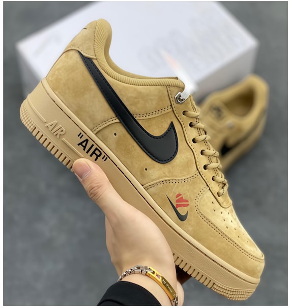 nike air force 1 mustard suede trainers with gum sole