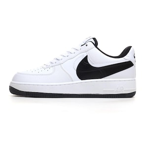Custom Black and White Air Force 1 Sneakers – Large Swoosh Design, Personalized Shoes, Unisex Hand Painted AF1, Unique Gift for Him or Her