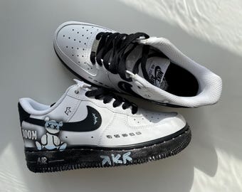Hand-Painted Panda Custom AF1 Sneakers | Street Art Shoes