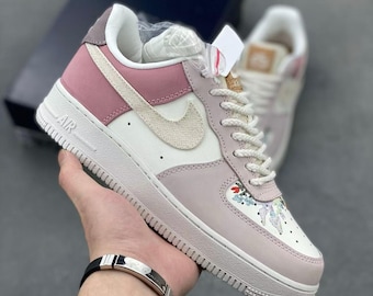 Custom Air Force 1 Sneakers – Pastel Floral Embroidery, Handmade