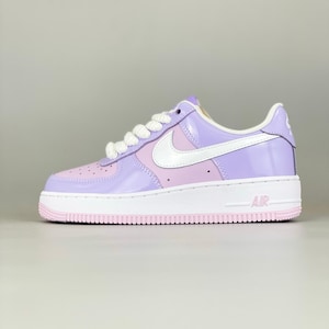 Glossy Purple & Lilac Custom Air Force 1 – Hand Painted Sneakers for Women, Unique Gift for Her, Shiny Finish Shoes, Personalized AF1