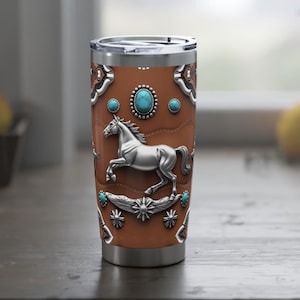 Unique Tumbler Gift for Him Her, Rustic Travel Cup Insulated Tumbler Coffee Mug for Equestrians Western Custom Gift for Horserider