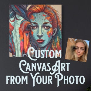 Stampa artistica su tela PERSONALIZZATA, la tua sorpresa artistica fotografica, cartone animato, pop art, realismo, regalo per cavaliere, regalo equestre, personalizzato, personalizzato