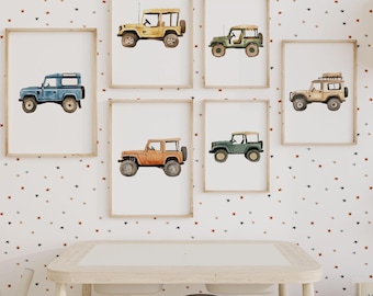 Watercolor Gallery Wall Set of 6 for Car Themed Nursery Decor Travel Wall Print Toddler Room Transportation Digital Print Kid Room Print Boy
