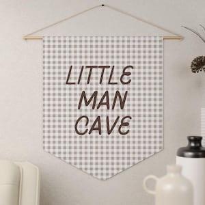 Little Man Cave Pennant Flag Sign Nursery Decor for Toddler Boy Gift Quote Decor Baby Boy Room Wall Sign for Toddler Bedroom Wall Decor Boy