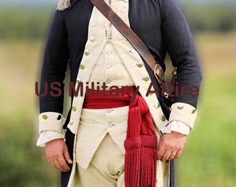 Continental Army Officer Uniform | Revolutionary War Reenactment Navy Blue Wool Coat