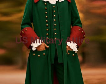 Revolutionary War Reenactment Uniform: 18th Century Green Colonial Army Coat