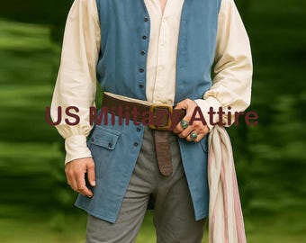 Jack Sparrow Captain Costume Vest : Pirate Cosplay Waistcoat Blue Wool Vest