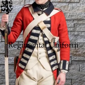 Revolutionary War Red Wool Jacket: 1770s Colonial Frock Coat Costume
