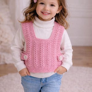 Trendy Crochet Tabard Pattern, Modern Vest for Kids & Adults, Textured Crochet Vest PDF, Easy Layering Garment, Size 9-17