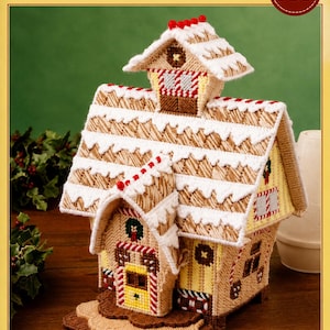 Pepparkakshusmönster PDF, Julplastdukmönster, Julhusdekorationer, Julbydisplay