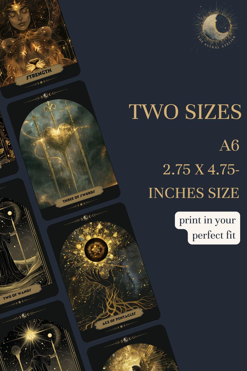 Celestial Black & Gold Tarot Deck | Printable 78 Cards - Etsy