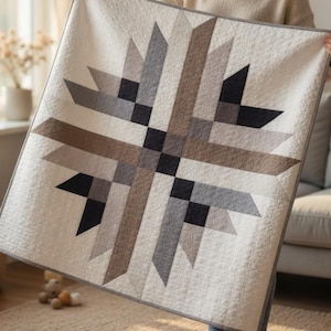 Patrón de edredón Estrella del Desierto en PDF / Diseño geométrico neutro para edredones de bebé, mantas y colchas de cama