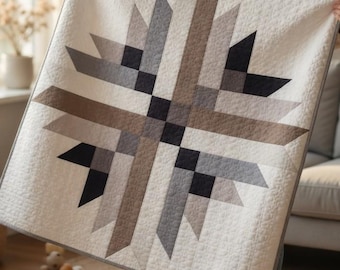 Modello PDF per trapunta "Stella del deserto" / Design geometrico neutro per trapunte per neonati, plaid e coperte.