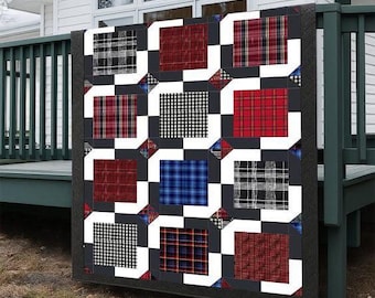 Plaid Keepsakes Quilt Pattern – Cozy  Patchwork , PDF Quilting Pattern, Modern Rustic  Instant Download