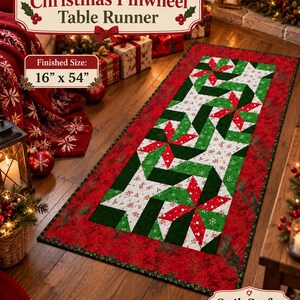 Christmas Table Runner Pattern PDF | Star Path Quilt | Holiday Patchwork | Instant Download
