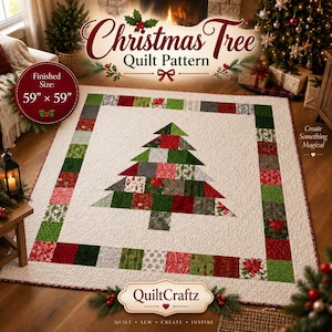 Quiltpatroon met kerstboommotief, Merry Pines Holiday Sewing (digitale download)