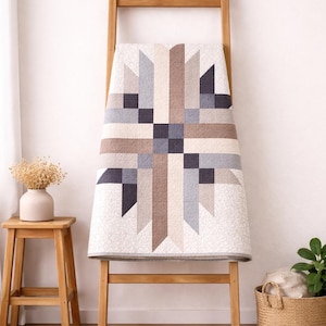 Desert Star-quiltpatroon pdf | Neutraal geometrisch ontwerp voor baby-, plaid- en bedquilts