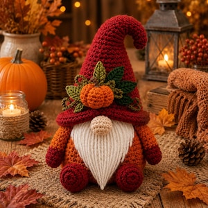 Virkmönster för pumpagnomer, hösttomteamigurumi, höstdekorationer, Halloween PDF