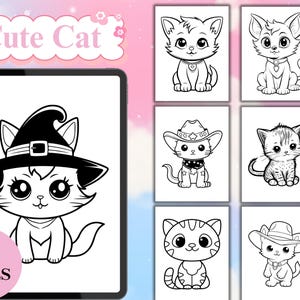 Cute Cat Coloring Pages/Fun Activity for Kids & Adults/Printable Coloring Pages PDF/Coloring Book Pages For Cat Lovers