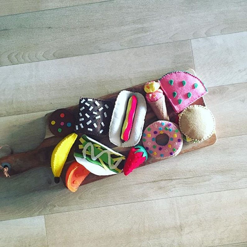 Felt Food Fridge Play Set Etsy Australia