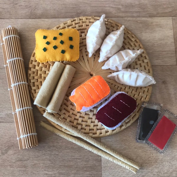 Felt pretend play sushi Japanese food set