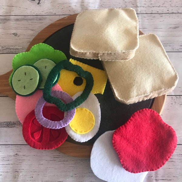 Build your own Felt food sandwich with the lot pretend play Montessori