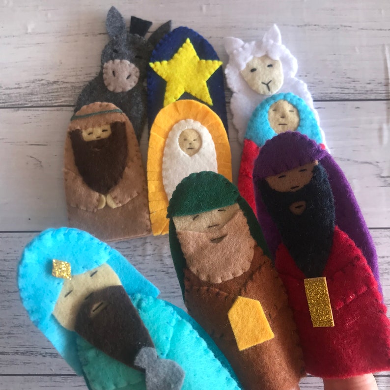 Nativity Scene Finger Puppets, Felt Play Set, Christmas Day ...