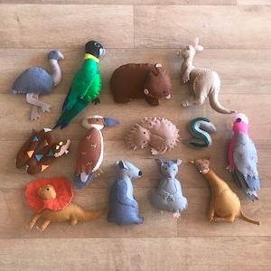Felt Aussie Animals, Australian fauna, soft toy gift, Australiana plush handheld characters, interactive learning, pretend play