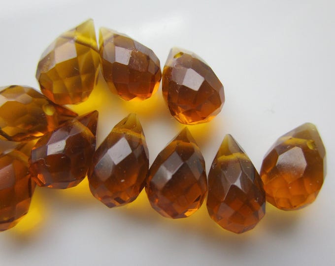 Translucent Brown 12 Translucent Faceted Golden Brown Quartz Beads, 10mm X 6mm Teardrop ...