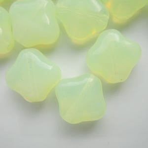 24 Vintage Glass Beads, Pale Milky Yellow, 10mm Square with Rounded Corners