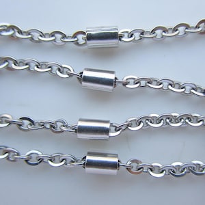 Silver-plated Brass and Steel Link Chain Necklace with Lobster Clasp, 19.75&quot;