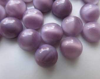 24 Vintage Purple Cat's Eye Glass Cabochons, 7mm Round